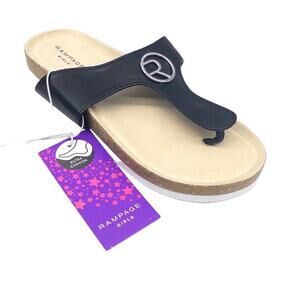 Rampage Girls Big Kid Black Silver Slide Sandal Logo Big Kid 4